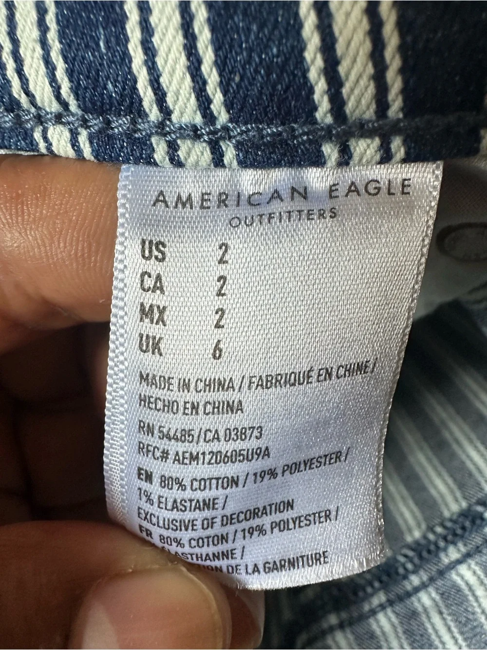 American Eagle Outfitters Striped Navy and White Denim Shorts